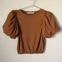 The Label Puff Sleep Short Sleeve Top Brown Cider Size XS