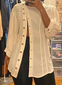 Button Down Long Blouse