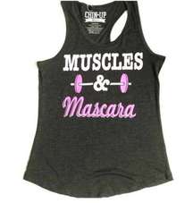 Chin Up Apparel Gray /Pink Graphic Workout Tank