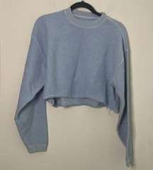 Southern Shirt Dusty Blue Long Sleeve Crew Neck Crop Cropped Sweater Casual