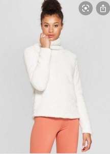 Joy Lab Medium Fluffy White Cowl Neck Sherpa Fleece Sweatshirt