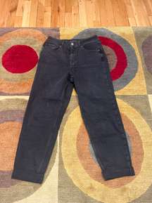 Denim Co. Washed Black Cropped Cuffed Mom Jeans Women’s Size 10