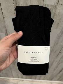 NWT American Eagle Black Ribbed Footed Tights