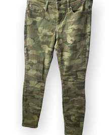 GAP Green Camo Mid-Rise Skinny Fit Ankle Crop Stretch Denim Jeans