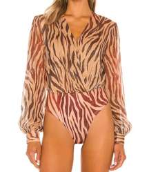 Sand Aine Bodysuit Top In Camel size xs