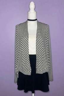 Grey and White Striped Cardigan