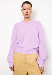 Second Female Brook Knit Orchid Bloom Drop Shoulder Mohair Wool Purple Sweater