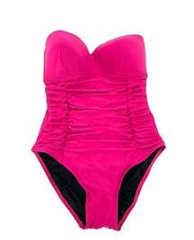 DKNY Women's Orchid Solid Pink Ruched One Piece Swimsuit 12 New NWT