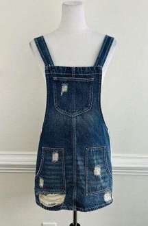 DANCE & MARVEL Shortalls Denim Ripped Torn Denim Overalls Skirt Size Small