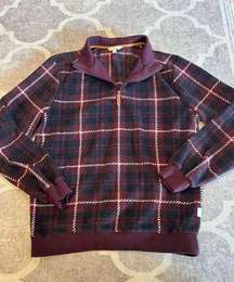 Frye & co plaid quarter zip pullover sweater size medium