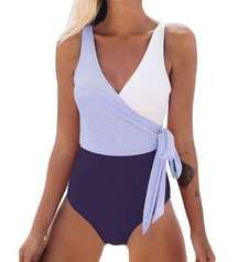 NEW  1 Pc Swimsuit Wrap Color Block Tie Side M