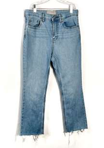 The Kick Crop Flare Cropped Light Wash High Waisted Jeans 27 Regular