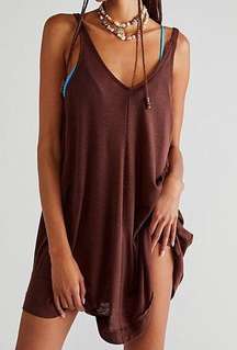 FREE PEOPLE FO Beach Clovers Mini Dress - Chocolate Lava