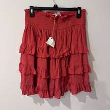 Easel Los Angeles NWT red tiered ruffle mini skirt size medium