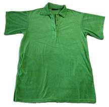 Brooklyn Karma Women's Green Terry Cloth Polo Dress Small Medium Collard Short