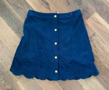 Sugar + Lips Suede Scalloped Hem Mini Skirt Size Small  