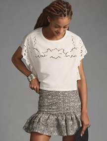 Anthropologie White Eyelet Tee