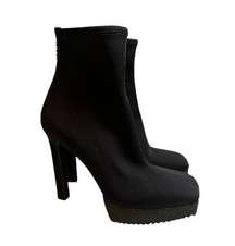 DKNY Zed Black Platform High Heel Back Zip Square Toe Boots Size 7.5M