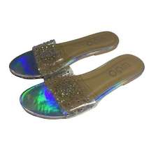 EGO Slip-On Rhinestone Sandals in Iridescent