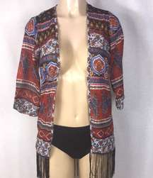 Paisley with fringe trim Cover Up