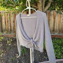 grey wrap cardigan tie top