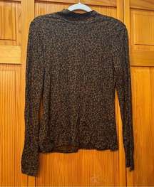 NWT Sanctuary Leopard Long Sleeve Turtle Neck Brown Top Size XS