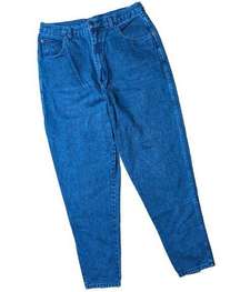 Vtg 1980s Stefano Bright Blue Heart Cutout Ankle Detail Tapered Leg Jeans 16 32