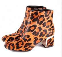 DKNY Cow Fur Leopard Print Corrie Ankle Boot