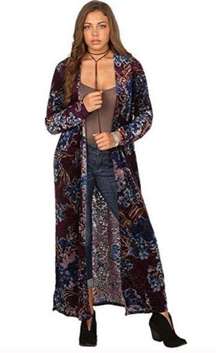 Western Floral Burnout Velvet sweater full length