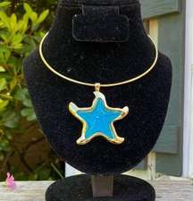 Lilly Pulitzer Ocean Blue Starfish Chocker Pendant Necklace. VGUC!