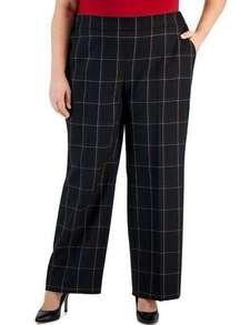 Kasper Black Plaid Pull On Career Pants XL