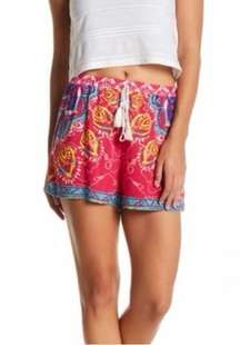 Printed Tassel Colorful Boho Festival Shorts Size large