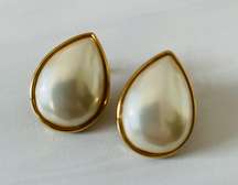 Vintage Tear Drop Faux Pearl Earrings- Pierced Ears-  Costume Jewelry