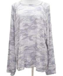 NWT‎ Sanctuary Long Sleeve Camo Print Crew Neck T-Shirt In Gray Size XL