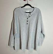 Aerie grey oversized henley sweater