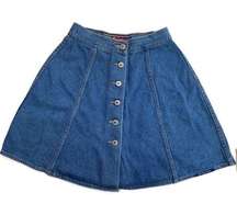 Vintage No Excuses Femme Fatale Flare A Line Denim Mini Skirt Small