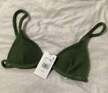 Good American Always Fits Triangle Ribbed Crinkle Bikini Top Pesto Green 0 US XS