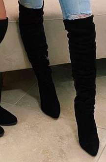 Black Suede Knee High Boots