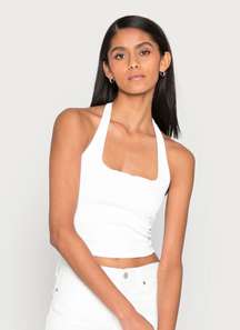 Abercrombie And Fitch White Ribbed Halter Top