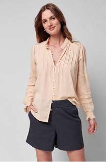 Faherty Willa Long Sleeve Peasant Blouse Top in Vanilla Cream Size Medium