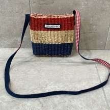 Tommy Hilfiger Red White and Blue Straw Crossbody purse