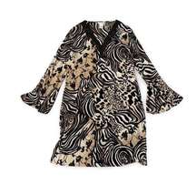 Natori Animal Print Lave Long Sleeve Dress