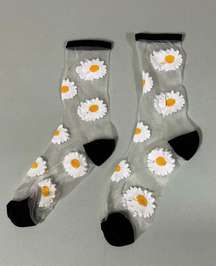 Flower Floral Sheer Mesh Ankle Socks Hosiery O/S 🌻