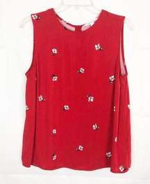 PopSugar I Red Floral Sleeveless Top 100% Rayon