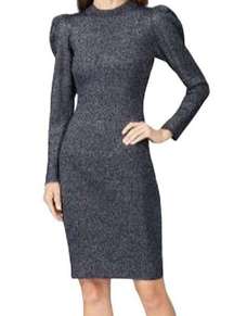 Sachin & Babi Women’s Amelie Metallic Sparkle Knit Dress Navy Blue size L