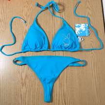 B20 New Rare 2Pc  Rhinestones Thong Swimsuit Bikini Size Medium/Large