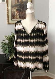 fab’rik Women’s Blouse Size S/Chico Pullover Split Back Keyhole 3/4 Sleeves