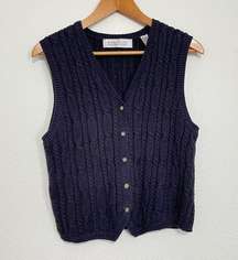 Karen Scott || Navy Blue Cable Knitted Vest