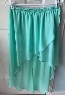 Aqua High Low Waterfall Boho Chiffon Skirt Sz M