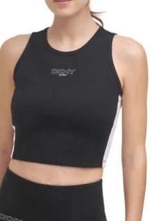 DKNY SPORT Cropped Sports Bra Tank Activewear Gym Athletic Fitness NWT Large